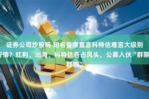 证券公司炒股吗 知名首席直言科特估难言大级别行情？红利、出海、科特估各占风头，公募入伙“群聊”