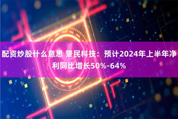 配资炒股什么意思 肇民科技：预计2024年上半年净利同比增长50%-64%